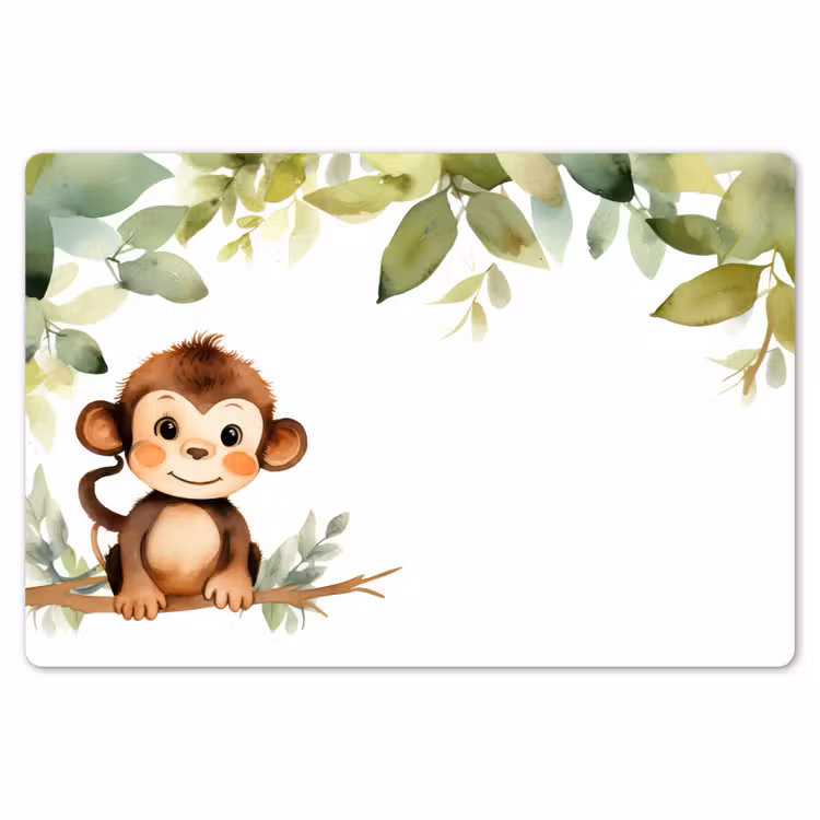 Placemat - 6 stuks - Aap - Watercolor - Bladeren - Kind - Dieren — 7
