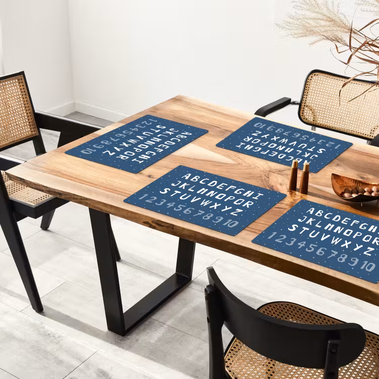 Placemat - 6 stuks - Alfabet - Blauw - Cijfers - Kind — 5