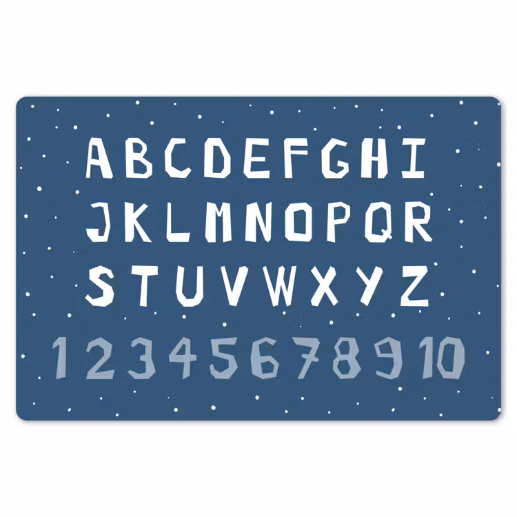 Placemat - 6 stuks - Alfabet - Blauw - Cijfers - Kind — 7