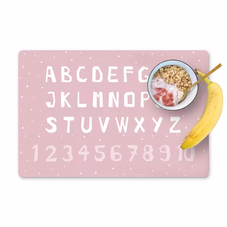 Placemat - 6 stuks - Alfabet - Roze - Cijfers - Kind — 1