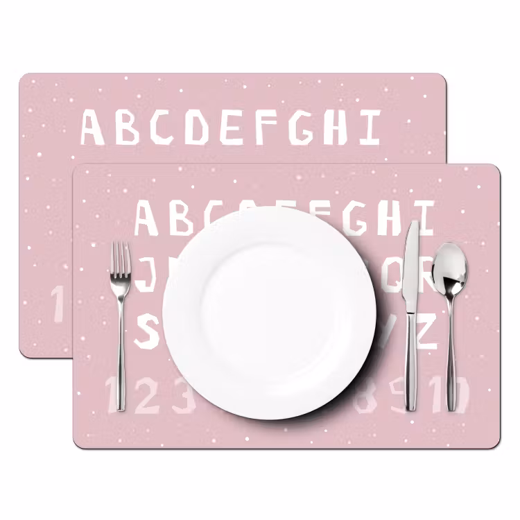 Placemat - 6 stuks - Alfabet - Roze - Cijfers - Kind — 2