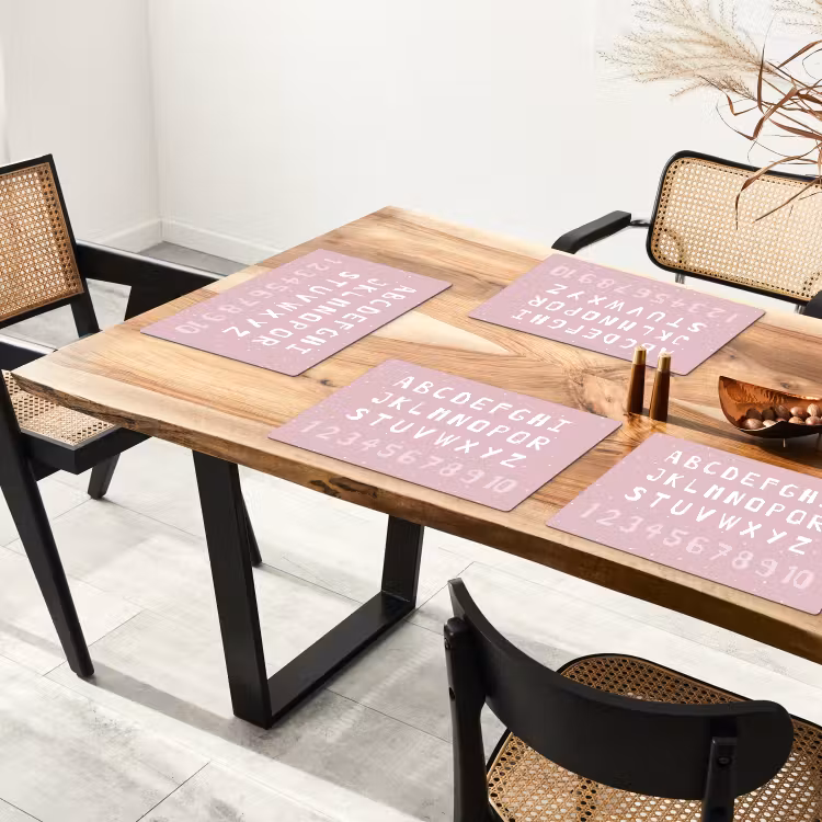 Placemat - 6 stuks - Alfabet - Roze - Cijfers - Kind — 5