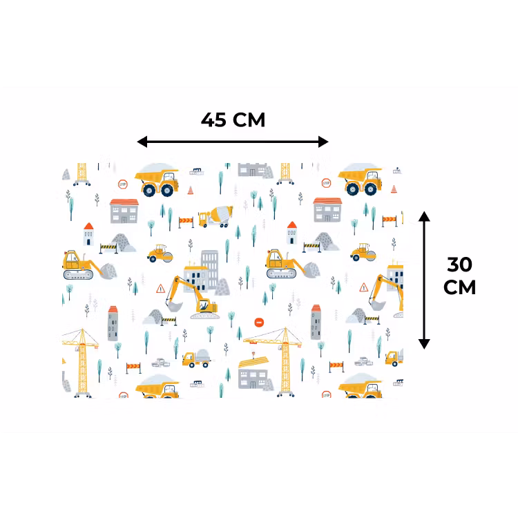 Placemat - 6 stuks - Kind - Bouwplaats - Graafmachine - Hijskraan - Patroon — 3