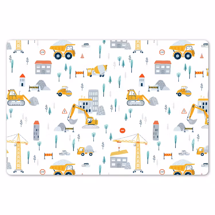 Placemat - 6 stuks - Kind - Bouwplaats - Graafmachine - Hijskraan - Patroon — 7