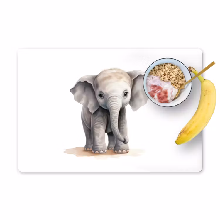 Placemat - 6 stuks - Olifant - Dieren - Kinderen - Watercolor — 1