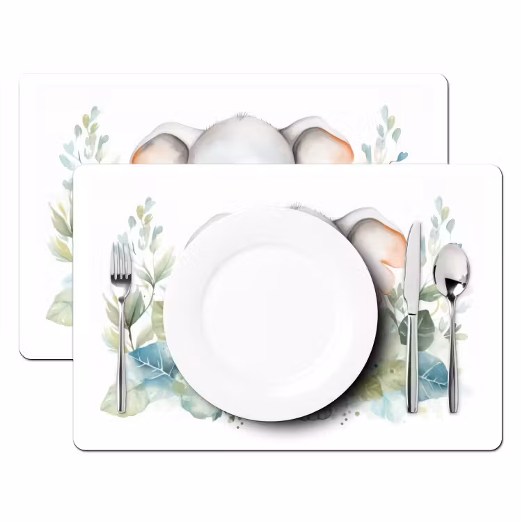 Placemat - 6 stuks - Olifant - Dieren - Natuur - Kind - Watercolor — 2