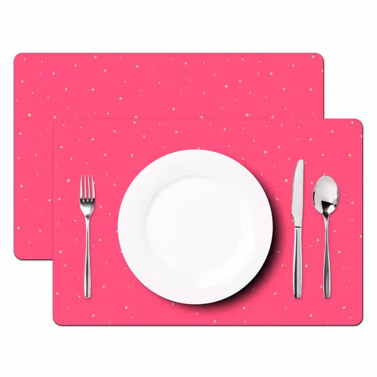 Placemat - 6 stuks - Roze - Pastel - Stippen — 2