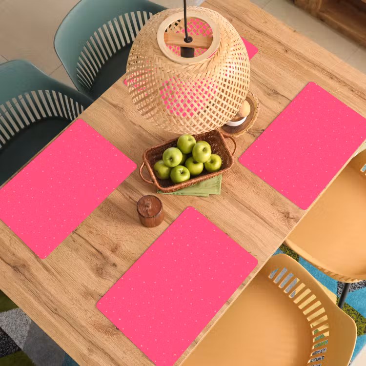 Placemat - 6 stuks - Roze - Pastel - Stippen — 6