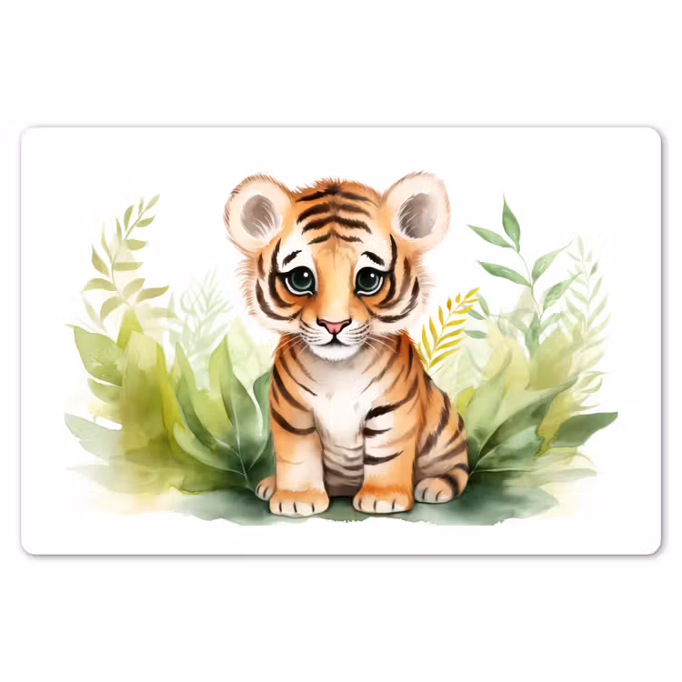 Placemat - 6 stuks - Tijger - Planten - Kind - Watercolor - Wilde dieren — 7