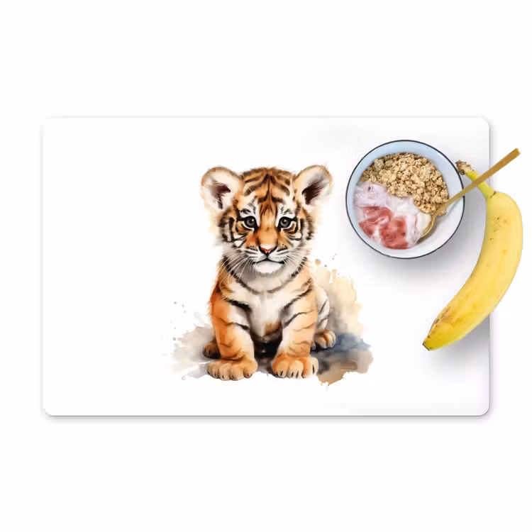 Placemat - 6 stuks - Tijger - Wilde dieren - Kinderen - Watercolor — 1