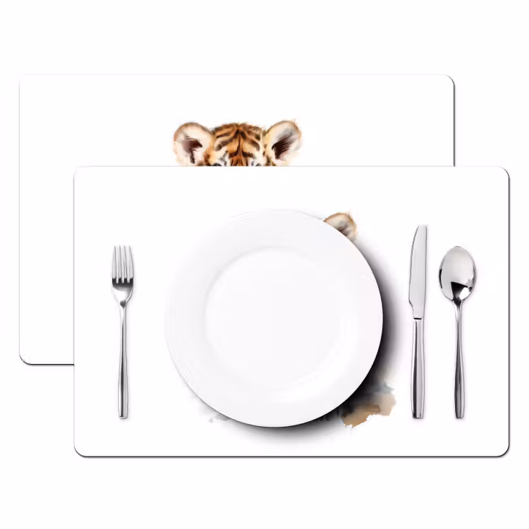 Placemat - 6 stuks - Tijger - Wilde dieren - Kinderen - Watercolor — 2