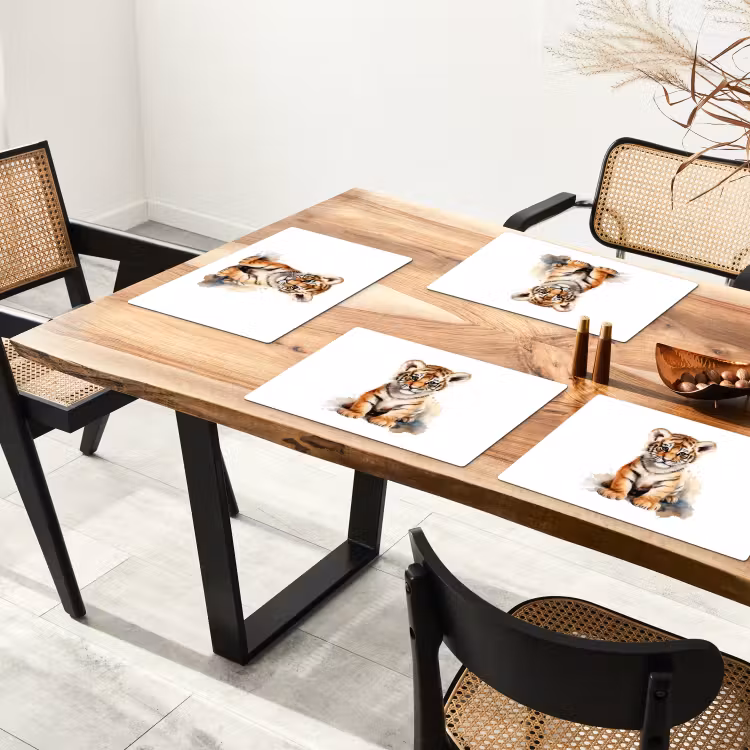 Placemat - 6 stuks - Tijger - Wilde dieren - Kinderen - Watercolor — 5