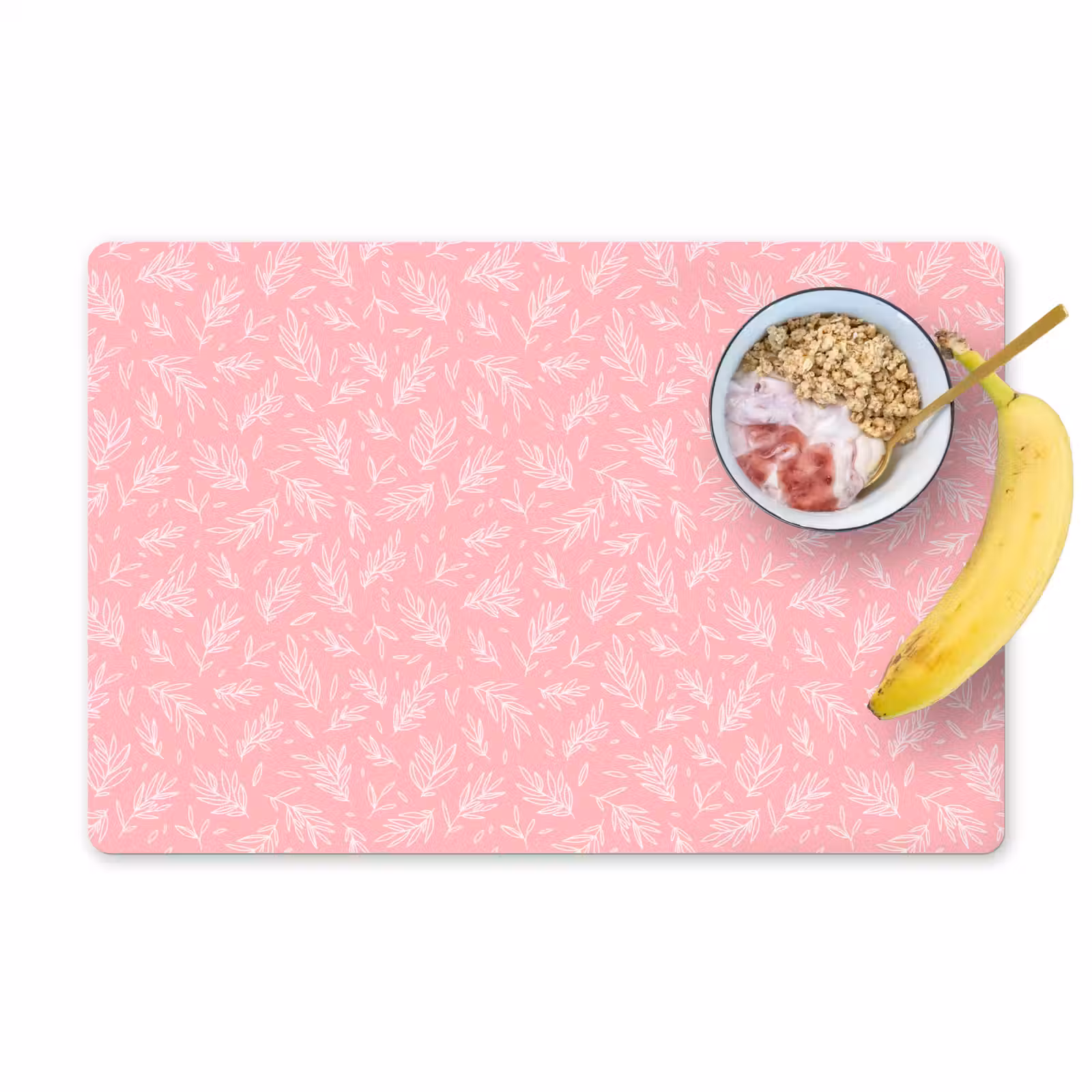 Placemat - 6 stuks - Bladeren - Planten - Roze - Patroon — 1
