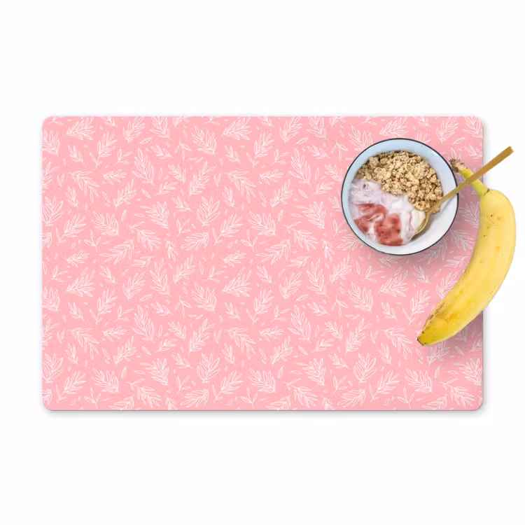 Placemat - 6 stuks - Bladeren - Planten - Roze - Patroon — 1