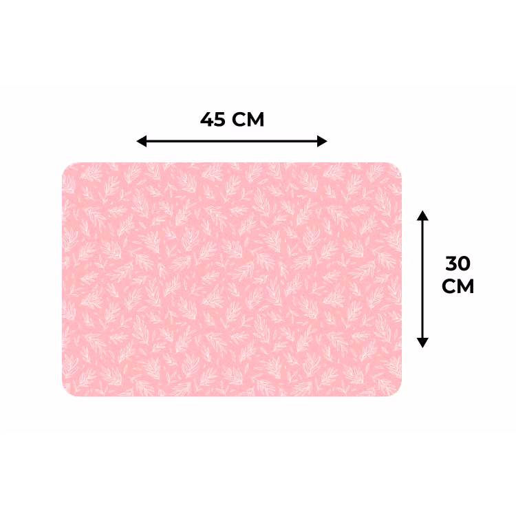Placemat - 6 stuks - Bladeren - Planten - Roze - Patroon — 3