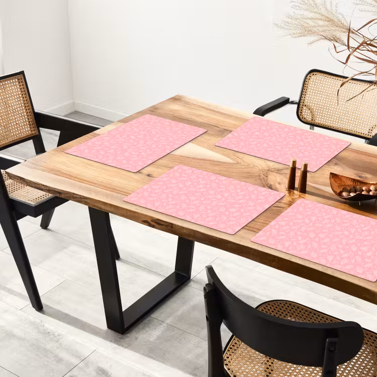 Placemat - 6 stuks - Bladeren - Planten - Roze - Patroon — 5