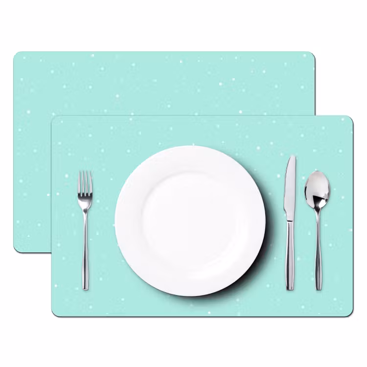 Placemat - 6 stuks - Blauw - Groen - Pastel - Stippen — 2