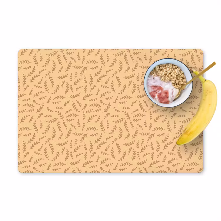 Placemat - 6 stuks - Planten - Geel - Bruin - Kind - Patroon — 1