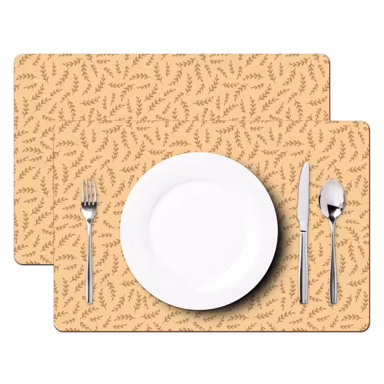 Placemat - 6 stuks - Planten - Geel - Bruin - Kind - Patroon — 2