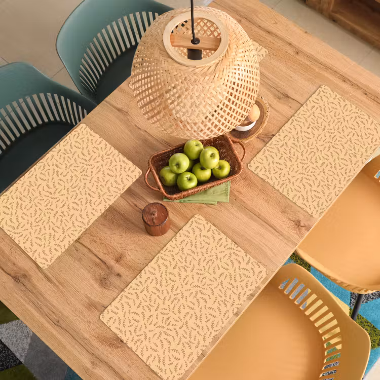 Placemat - 6 stuks - Planten - Geel - Bruin - Kind - Patroon — 6
