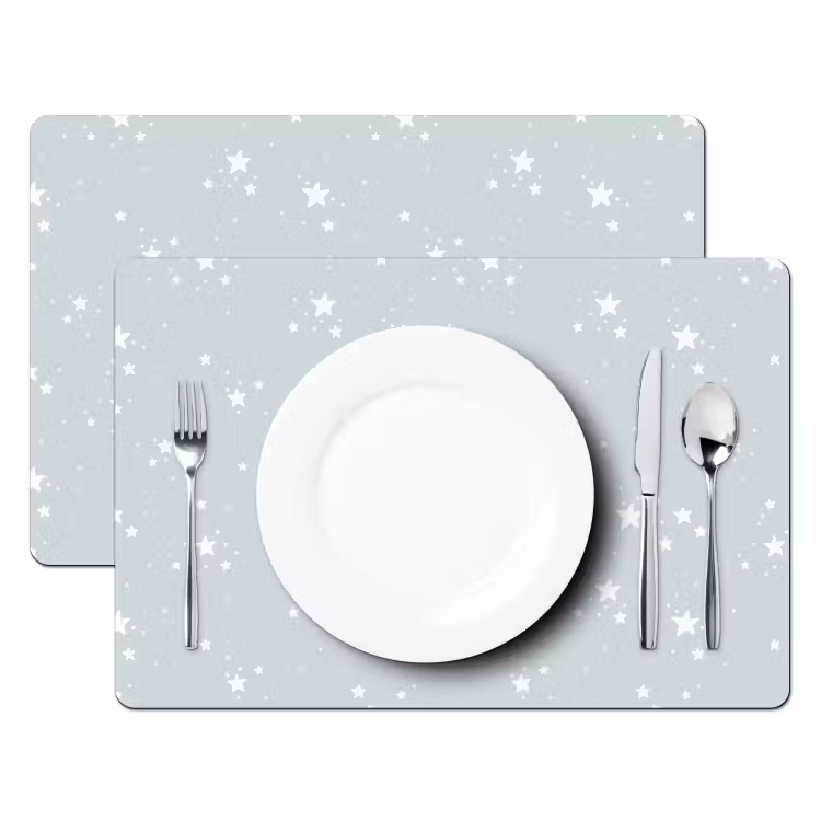 Placemat - 6 stuks - Sterren - Blauw - Grijs - Wit - Patronen — 2