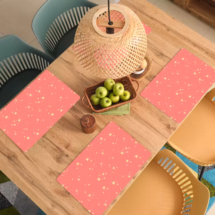Placemat - 6 stuks - Sterren - Roze - Geel - Patronen — 6