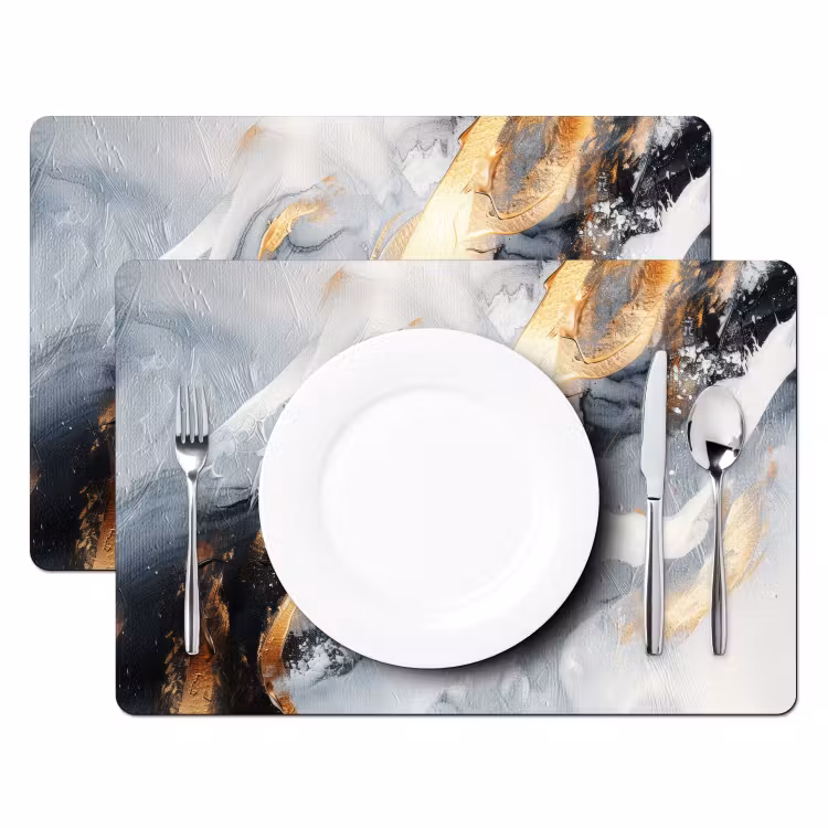 Placemat - 6 stuks - Abstract - Goud - Verf - Aesthetic - Art — 2