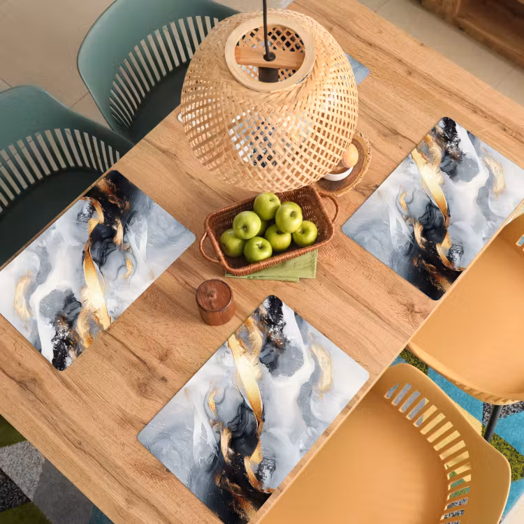 Placemat - 6 stuks - Abstract - Goud - Verf - Aesthetic - Art — 6