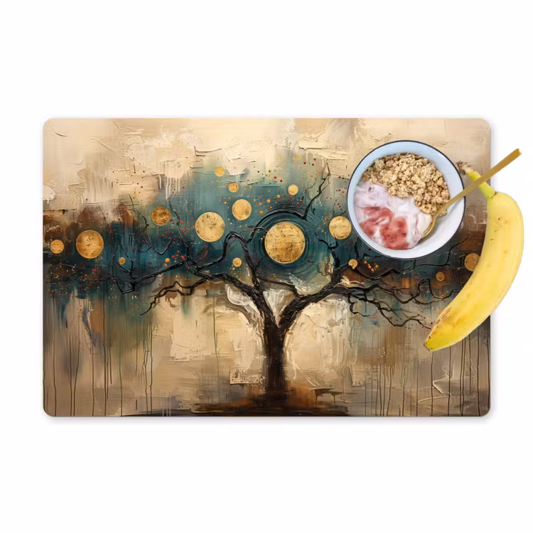 Placemat - 6 stuks - Boom - Abstract - Bruin - Goud - Industrieel — 1