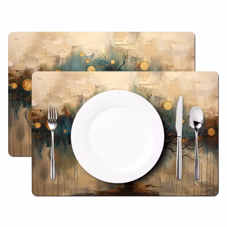 Placemat - 6 stuks - Boom - Abstract - Bruin - Goud - Industrieel — 2