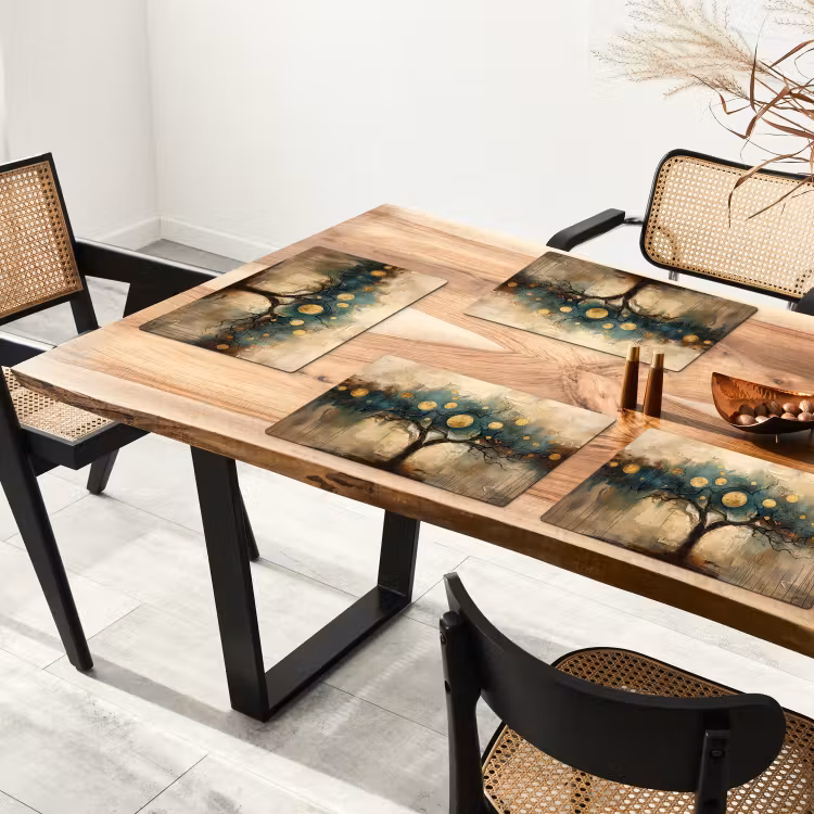 Placemat - 6 stuks - Boom - Abstract - Bruin - Goud - Industrieel — 5