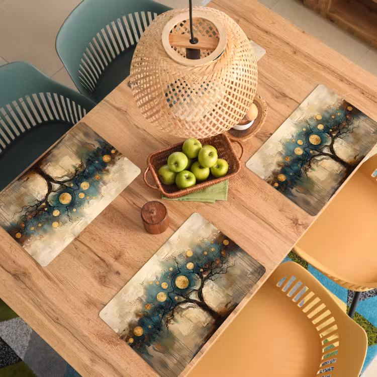 Placemat - 6 stuks - Boom - Abstract - Bruin - Goud - Industrieel — 6