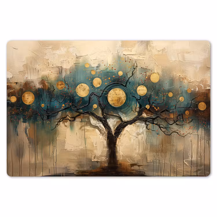 Placemat - 6 stuks - Boom - Abstract - Bruin - Goud - Industrieel — 7