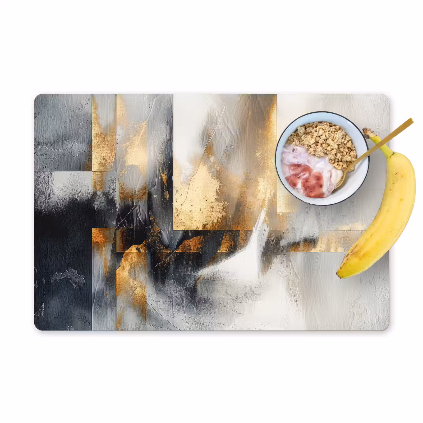Placemat - 6 stuks - Kunst - Goud - Zilver - Abstract — 1