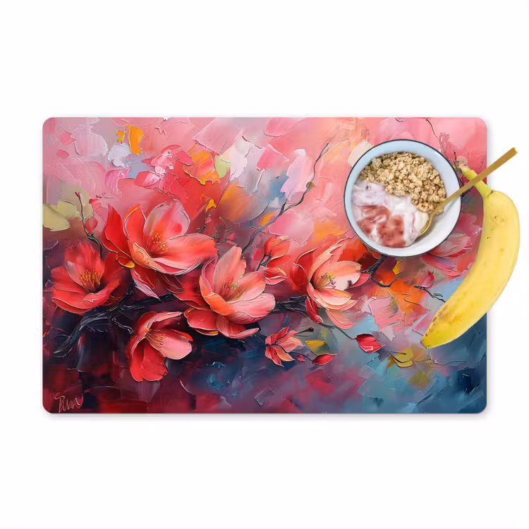 Placemat - 6 stuks - Bloemen - Roze - Natuur- Kunst - Abstract — 1