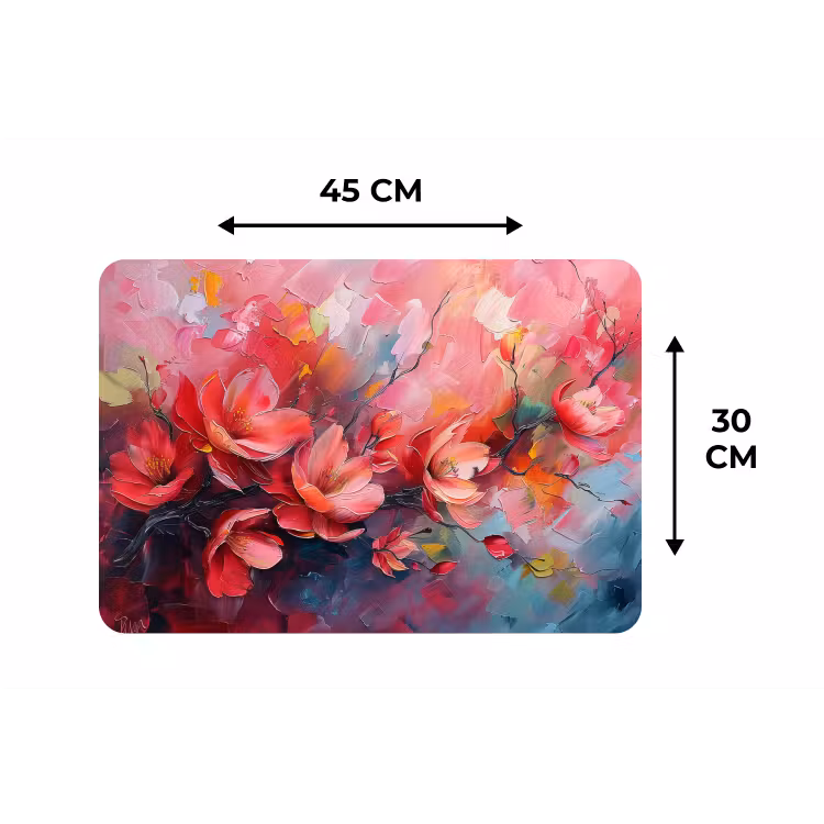 Placemat - 6 stuks - Bloemen - Roze - Natuur- Kunst - Abstract — 3