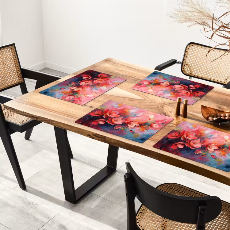 Placemat - 6 stuks - Bloemen - Roze - Natuur- Kunst - Abstract — 5