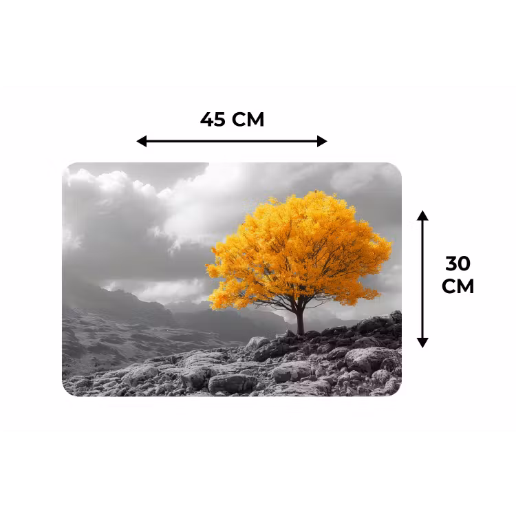 Placemat - 6 stuks - Boom - Geel - Natuur - Zwart wit — 3