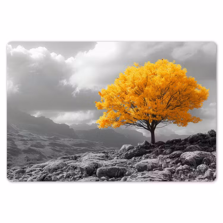 Placemat - 6 stuks - Boom - Geel - Natuur - Zwart wit — 7