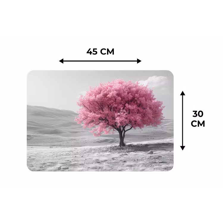 Placemat - 6 stuks - Boom - Natuur - Roze - Zwart wit — 3