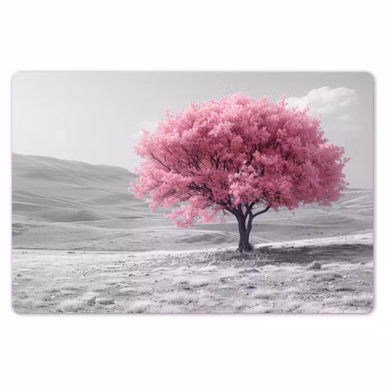 Placemat - 6 stuks - Boom - Natuur - Roze - Zwart wit — 7