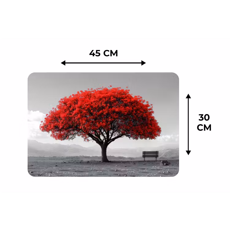 Placemat - 6 stuks - Boom - Rood - Natuur - Zwart wit — 3
