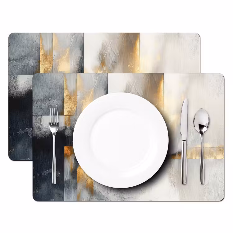 Placemat - 6 stuks - Kunst - Goud - Zilver - Abstract — 2