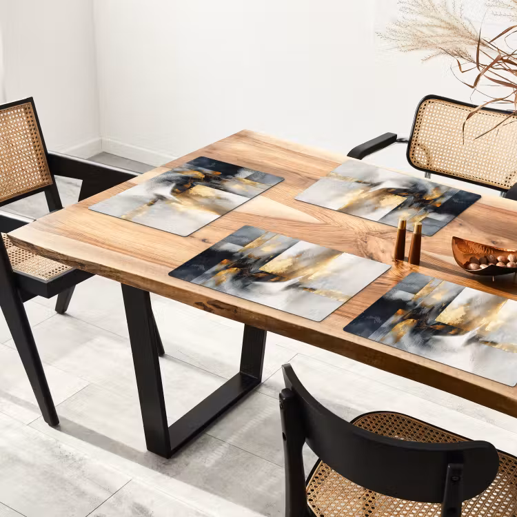 Placemat - 6 stuks - Kunst - Goud - Zilver - Abstract — 5