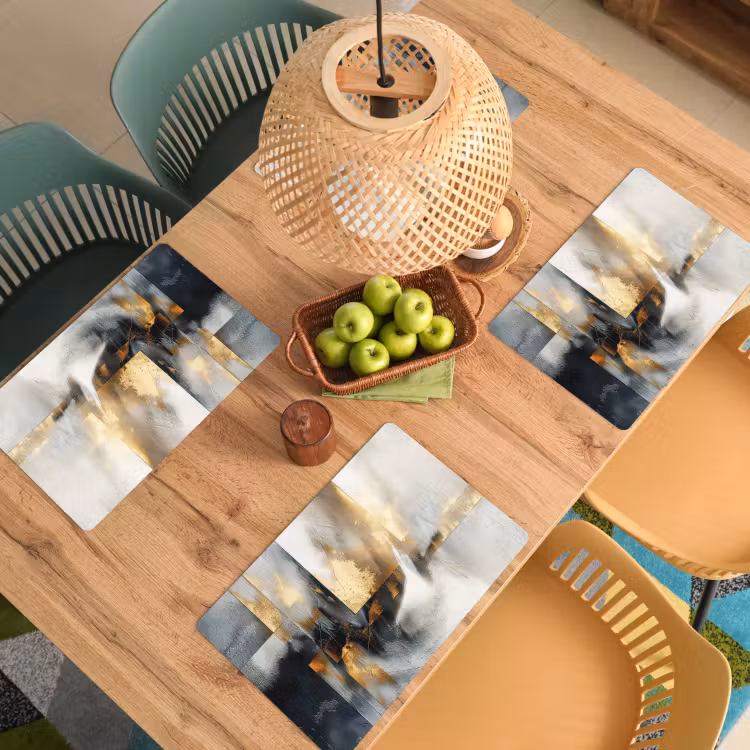 Placemat - 6 stuks - Kunst - Goud - Zilver - Abstract — 6
