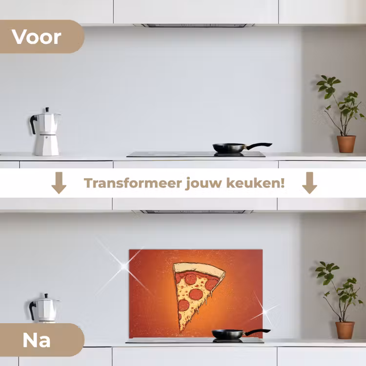 Spatscherm keuken - Pizza - Kaas - Rood - Pepperoni — 3