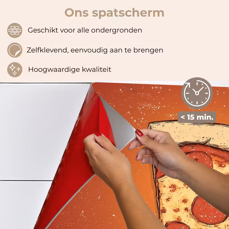 Spatscherm keuken - Pizza - Kaas - Rood - Pepperoni — 4