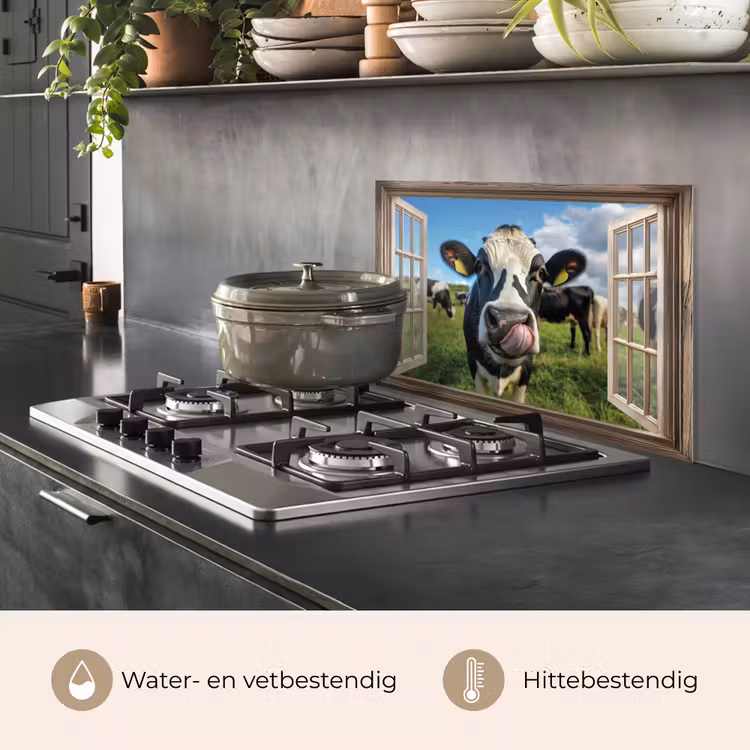 Spatscherm keuken - Doorkijk - Koe - Weiland - Dieren - Natuur — 7