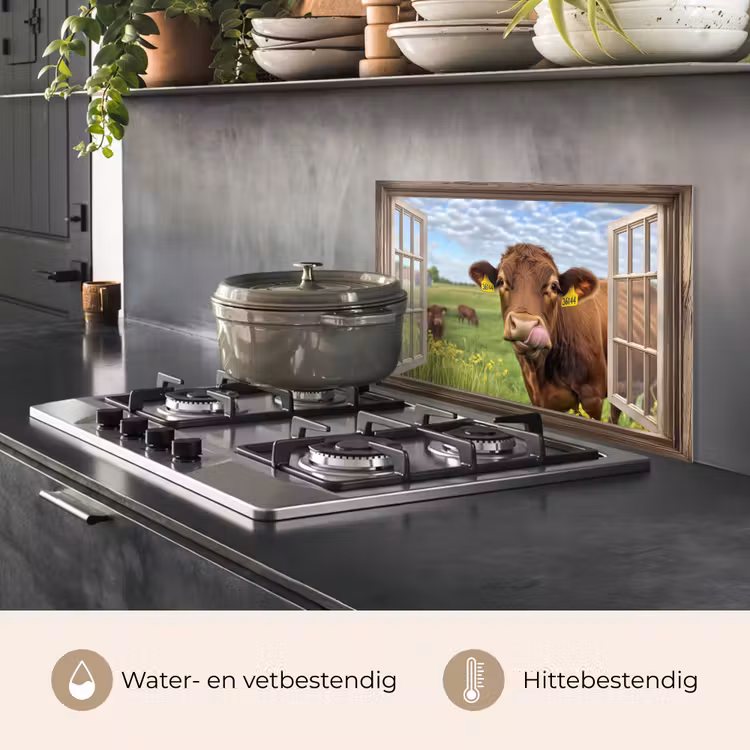 Spatscherm keuken - Doorkijk - Koe - Weiland - Landschap - Dieren — 7
