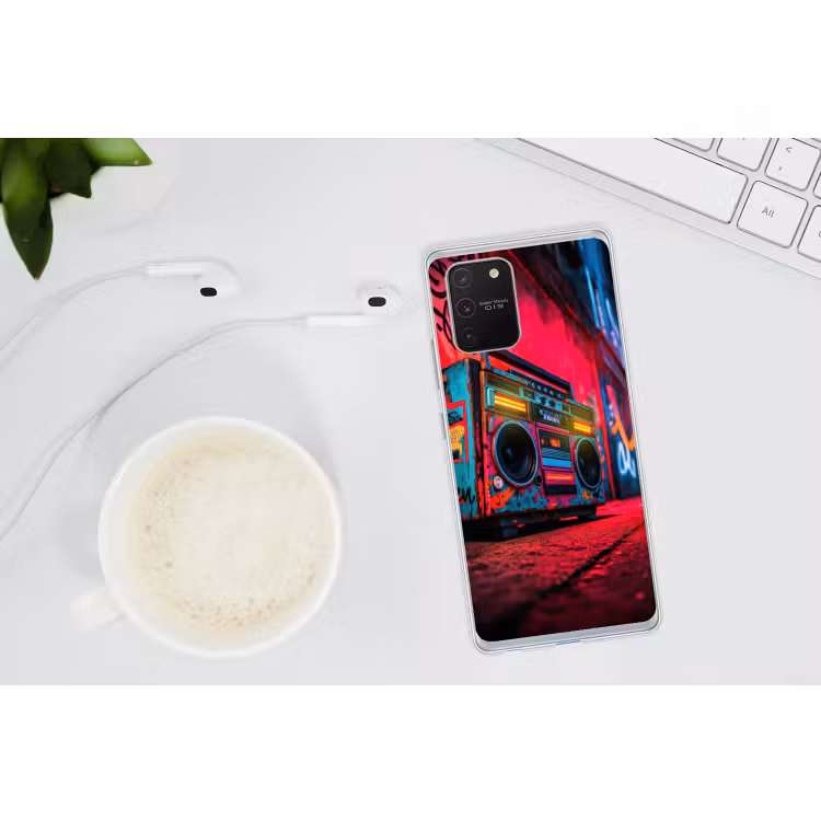 Telefoonhoesje Softcase - Boombox - Rood - Graffiti - Neon — 2